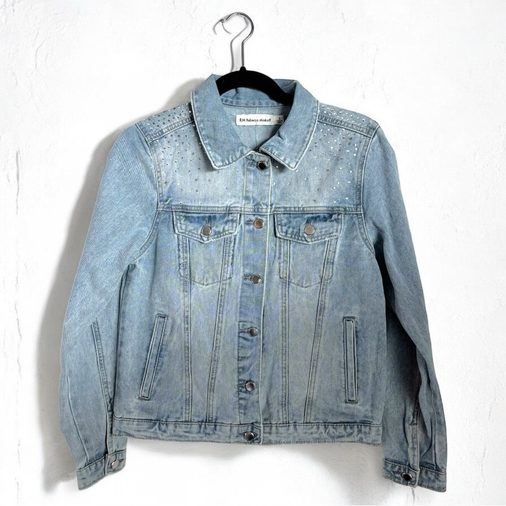 REBECCA MINKOFF Light Blue Denim Jacket with Studded Details •NEW• size S